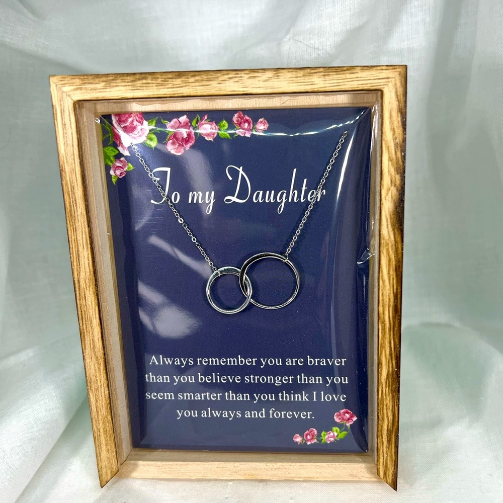 To My Daughter Beautiful Inspirational Necklace in Wooden Gift Box for Gifting